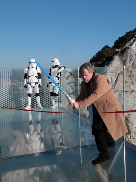 Yes he did! 'Luke Skywalker' Opens New Skywalk at One of the World's Most Symbolic Lookouts